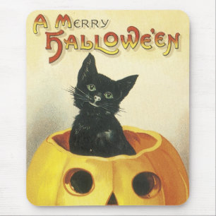 Altmodische fröhliche Halloween-Katze Mousepad