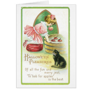 Altmodische Halloween, Girl & Black Cat