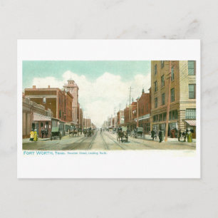 Altmodische Houston Street, Fort Worth, Texas Postkarte