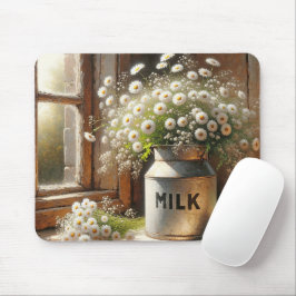Altmodische Milchdose mit Milchprodukten Mousepad