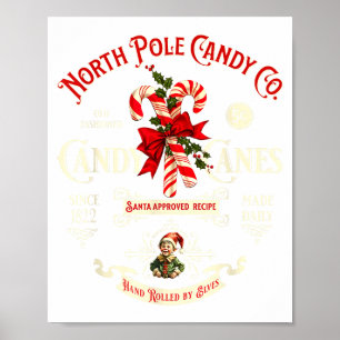 Altmodische North Le Candy Cane Company Elf Chri Poster