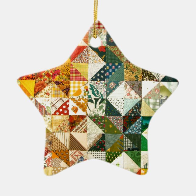 Altmodische Patchwork-Steppdecke Keramikornament (Vorne)