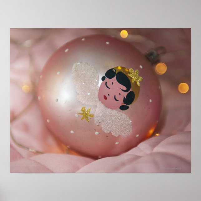 Altmodische, rosa Weihnachtsbaumkunst Poster (Vorne)