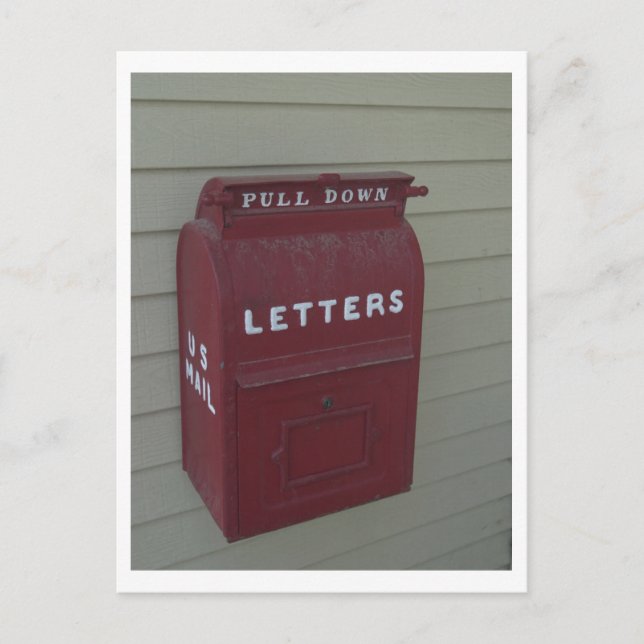 Altmodische rote, ausgehende U.S. MailBox Postkarte (Vorderseite)