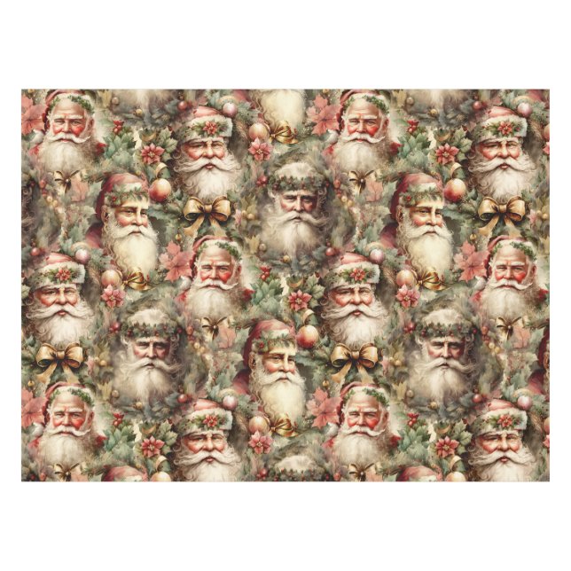 Altmodische Santa's mit Kränzen Tischdecke (Vorderseite (Horizontal))