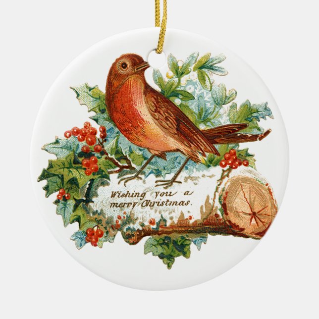 Altmodische Weihnachten, Robin Keramikornament (Vorne)