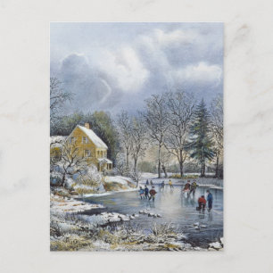 Altmodische Weihnachtskarte Feiertagspostkarte