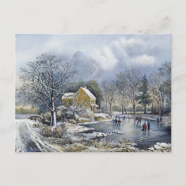 Altmodische Weihnachtskarte Feiertagspostkarte (Vorderseite)