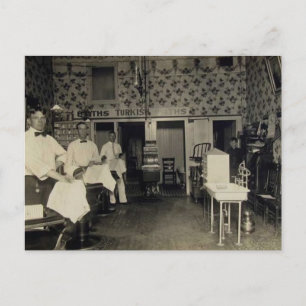 Altmodischer Barbershop 1912 Vintag Postkarte