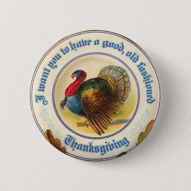 Altmodischer Erntedank-runder Knopf Button (Vorderseite)