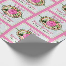 Altmodischer Geburtstagsgruß Name Pink hinzufügen Geschenkpapier