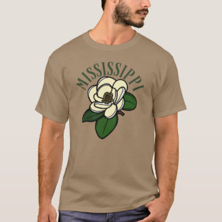 Altmodischer Mississippi Magnolie Grün Text Staat T-Shirt