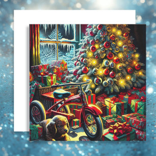 Altmodischer nostalgischer Weihnachtsmorgen Feiertagskarte