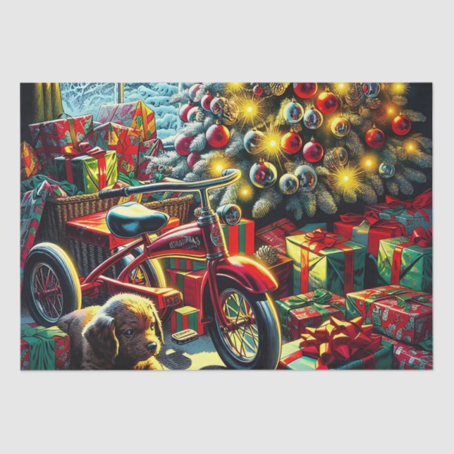 Altmodischer Nostalgischer Weihnachtsvormittag Seidenpapier (Vorderseite)