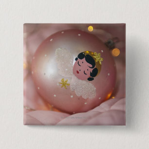 Altmodischer rosa Weihnachtsflitter Button