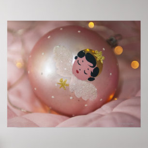 Altmodischer rosa Weihnachtsflitter Poster