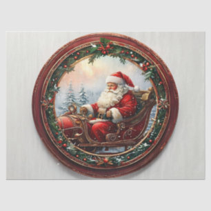 Altmodischer Santa in Decorative Rahmen Decoupage Seidenpapier