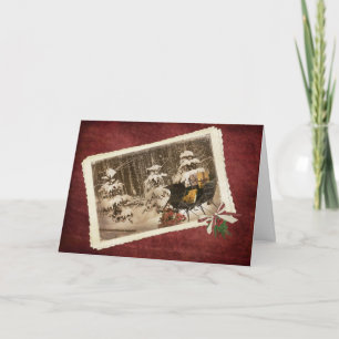 altmodischer Schlitten mit Geschenken Feiertagskarte