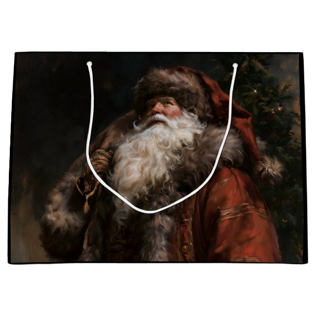 Altmodischer Weihnachtsmann Große Geschenktüte (Vorderseite)