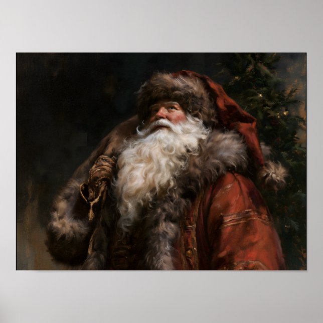 Altmodischer Weihnachtsmann Poster (Vorne)