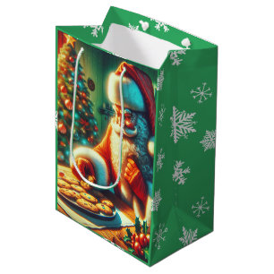Altmodischer Weihnachtsmann und Kekse Weihnachten Mittlere Geschenktüte