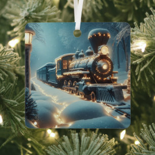 Altmodischer Weihnachtszug Winterwunderland Ornament Aus Metall