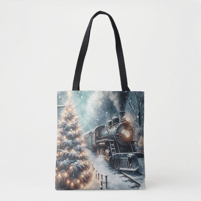 Altmodischer Zug und Vintage Winterlandschaft (Vorderseite)