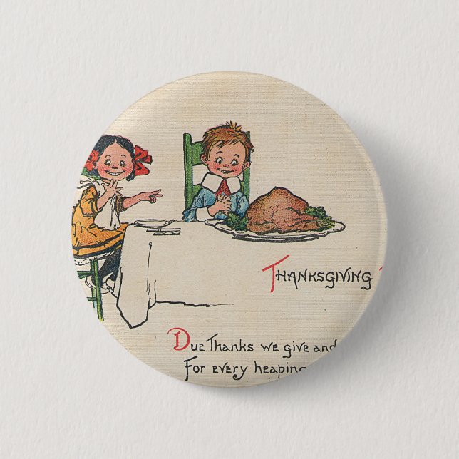 altmodisches Erntedankfest Button (Vorderseite)