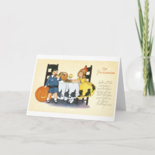 Altmodisches Halloween, Boy & Girl Karte