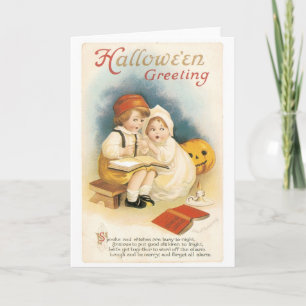 Altmodisches Halloween, Boy & Girl Karte