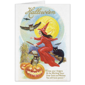 Altmodisches Halloween, Hexe & Owl