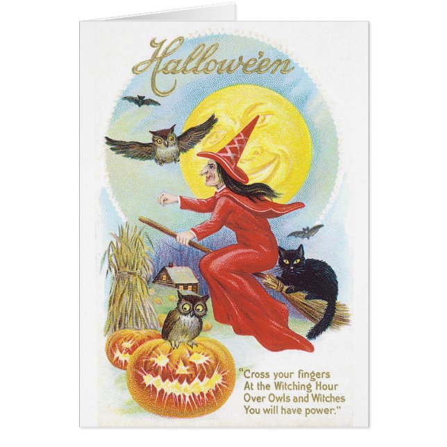 Altmodisches Halloween, Hexe & Owl (Vorne)