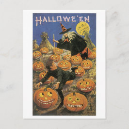 Altmodisches Halloween, Hexe Postkarte