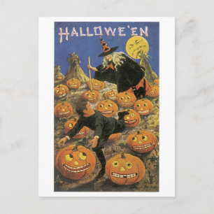 Altmodisches Halloween, Hexe Postkarte