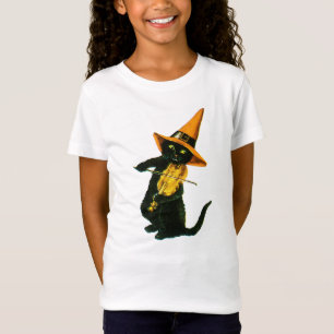Altmodisches Halloween, Hexenkatze, die Geige spie T-Shirt