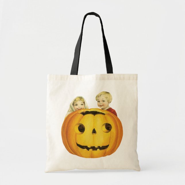 Altmodisches Halloween, Jack-o'-Laterne(Pumpkin) Tragetasche (Vorne)