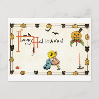 Altmodisches Halloween, Paar Postkarte