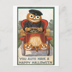Altmodisches Halloween, Pumpkin-Fahrer Postkarte