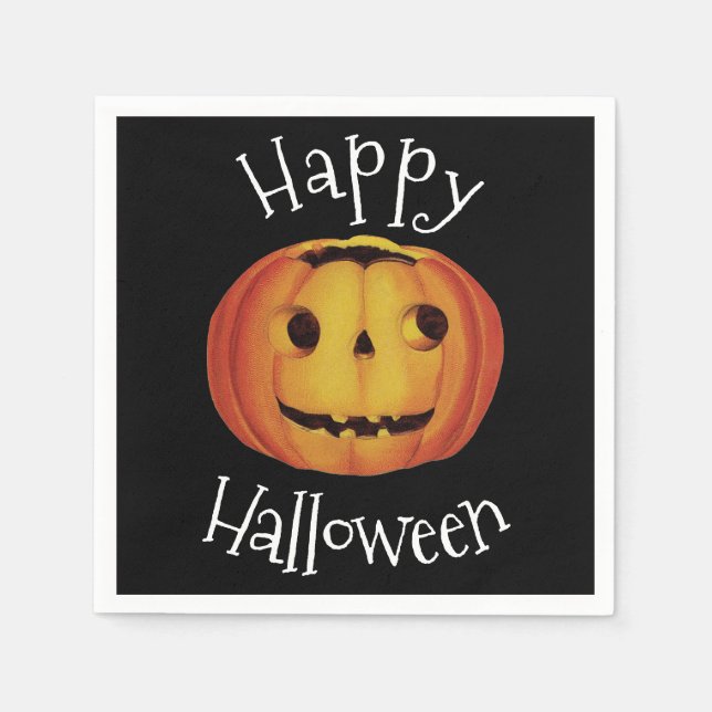 Altmodisches Halloween, Pumpkin (Jack-o'-Laterne) Serviette (Vorderseite)