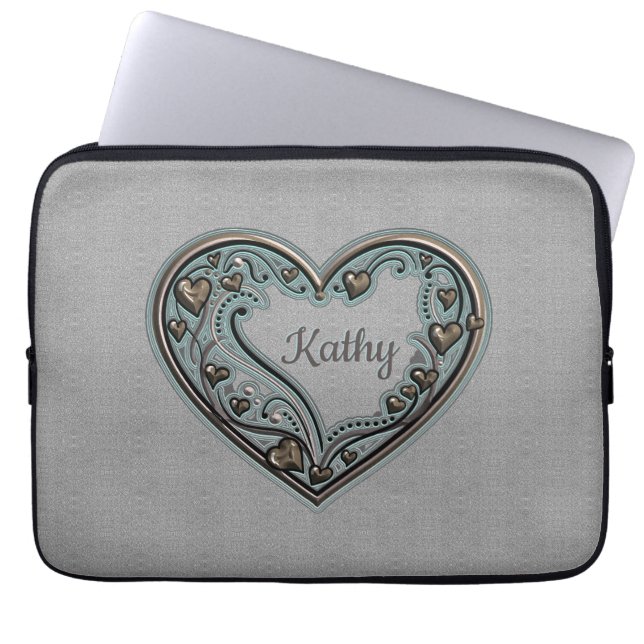 Altmodisches Herz Laptopschutzhülle (Vorderseite)