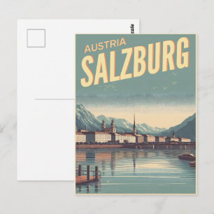 Altmodisches Österreich Hauptstadt Salzburg Skylin Postkarte