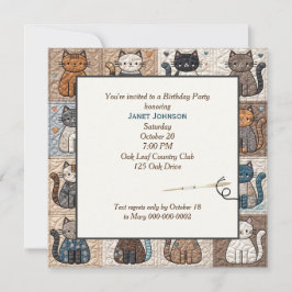 Altmodisches Patchwork Cat Quilt Einladung