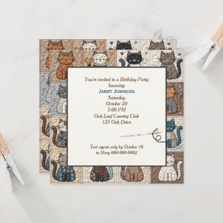 Altmodisches Patchwork Cat Quilt Einladung