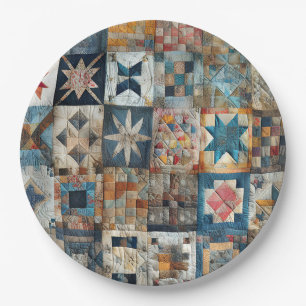 Altmodisches Patchwork Quilt Design Pappteller