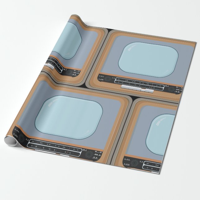 Altmodisches Retro-TV-Umschlagpapier Geschenkpapier (Ungerollt)