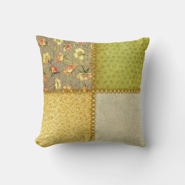 Altmodisches Schrott-Patchwork-Kissen Kissen (Vorderseite)