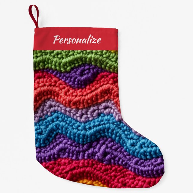 Altmodisches Strickgarn-Muster Weihnachten Kleiner Weihnachtsstrumpf (Vorderseite)