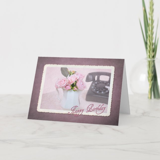 Altmodisches Telefon zum Geburtstag Karte (Vorderseite)