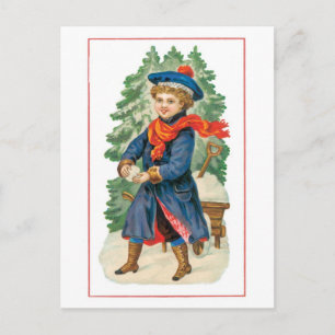 Altmodisches Weihnachten, Junge Feiertagspostkarte