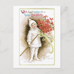 Altmodisches Weihnachten, Mädchen Feiertagspostkarte